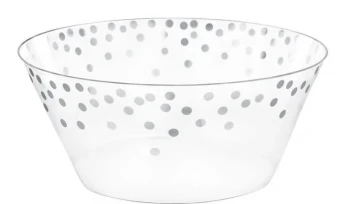 PLASTIC SERVING BOWL 10 INCH WITH DOT PATTERN SILVER