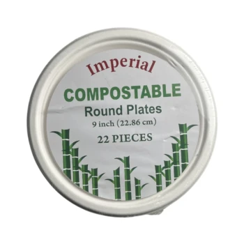 COMPOSTABLE ROUND PLATES 9 INCH 22 PCS