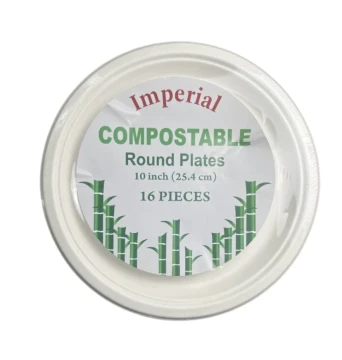 COMPOSTABLE ROUND PLATES 10 INCH 16 PCS