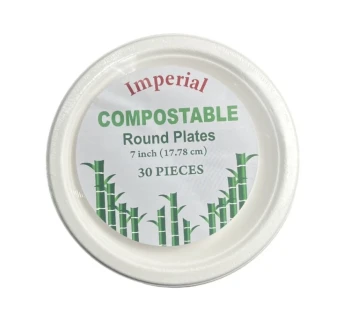 COMPOSTABLE ROUND PLATES 7 INCH 30 PCS