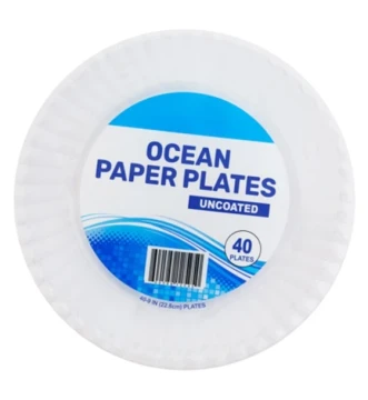 OCEAN PAPER PLATES UNCOATED 40 COUNT