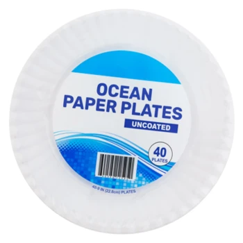 OCEAN PAPER PLATES UNCOATED 40 COUNT