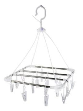 ESSENTIAL LAUNDRY CLIP AND DRIP HANGER 16 CLIPS 12.5 X 12.5 INCH