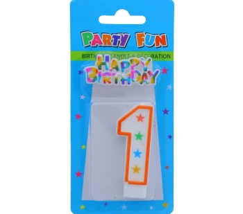 NUMERAL 1 BIRTHDAY CANDLE WITH DECORATION