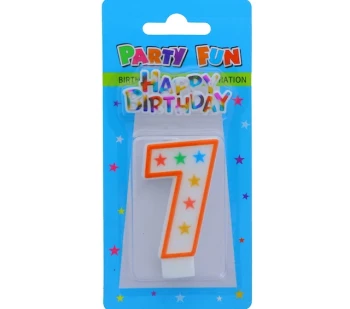 NUMERAL 7 BIRTHDAY CANDLE WITH DECORATION