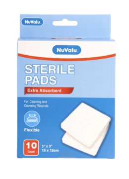 NUVALU STERILE PADS 10 PACK 3 X 3 INCH