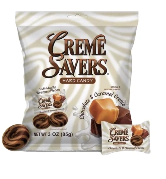CRÃˆME SAVERS HARD CANDY CHOCOLATE AND CARAMEL 3 OZ