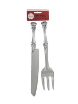 PLASTIC SERVING KNIFE AND FORK SET 2 PACK
