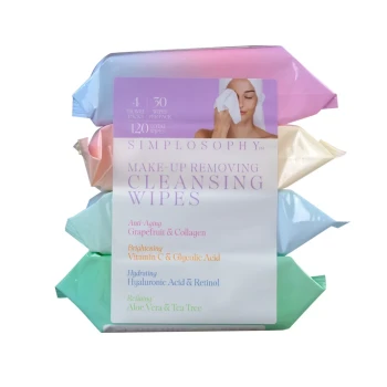 CIMPLOSOPHY MAKE UP REMOVING CLEANSING WIPES 4 PACK 50 WIPES