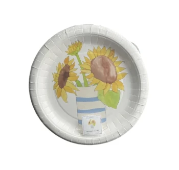 SARA FTIZ SUNFLOWER 10 INCH DESSERT PLATES 16 COUNT