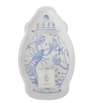 SARA FITZ BLUE LOBSTER 6 INCH PLATES 12 COUNT