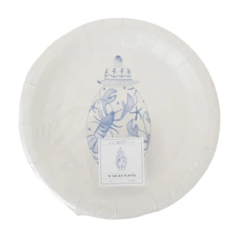 SARA FITZ BLUE LOBSTER 8 INCH SALAD PLATES 16 COUNT