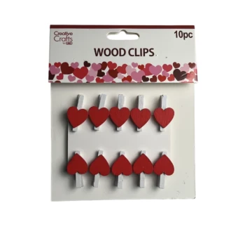VALENTINES DAY WOOD CLIPS