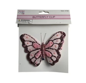 PINK GLITTER BUTTERFLY CLIP