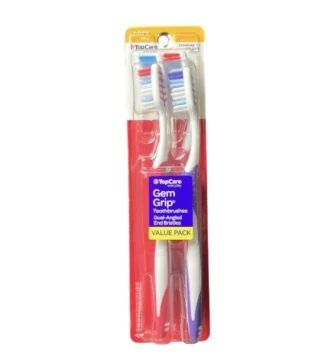 TOPCARE GEM GRIP TOOTHBRUSH GEM GRIP 2 COUNT