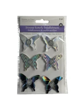 SHIMMER BUTTERFLY EMBELLISHEMTNS 6 PACK
