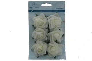 6ct Foam FlowerWhite 2.5 IN