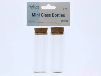 CLEAR GLASS BOTTLE WITH CORK 2 COUNT