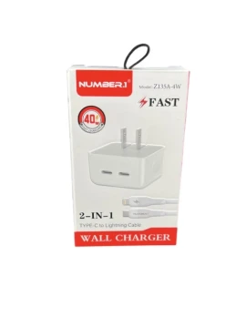 WALL CHARGER 2 IN 1 TYPE C TO LIGHTNING CABLE