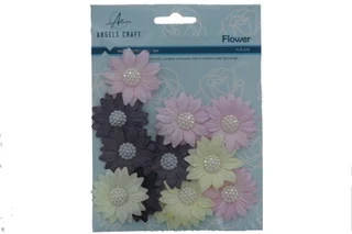 12ct Paper Flower wWhite Pearl Embellishment