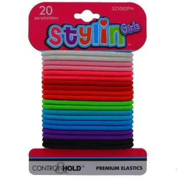 STYLIN GIRLS ELASTIC PONY HOLDERS 20 PACK