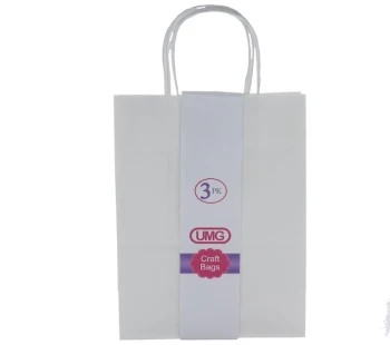 WHITE MEDIUM CRAFT BAG 3 COUNT 19X10X25CM