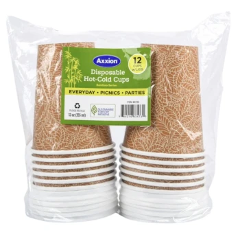 2.49 DISPOSABLE HOT-COLD CUPS 12 COUNT WITH LIDS 12 OZ
