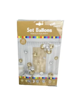 GOLD AND SILVER 35 PCS SET BALLOONS