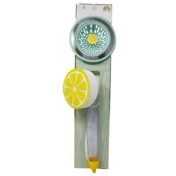 SINK STRAINER AND BRUSH WITH SOAP DISPENSER