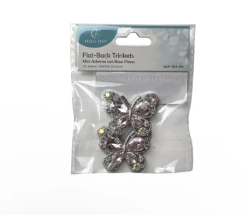 PINK BUTTEFLY FLAT BACK TRINKETS 2 COUNT