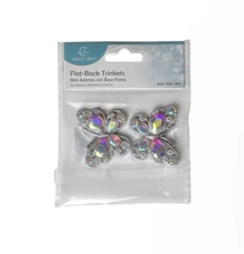 WHITE BUTTERFLY FLAT BACK TRINKETS 2 PACK