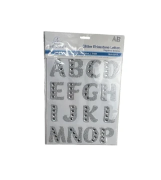 SILVER GLITTER RHINESTONE LETTERS 39 COUNT