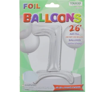 # 7 SILVER BALLOON WITH STAND 26 INCH