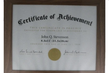 WOOD CERTIFICATE FRAME