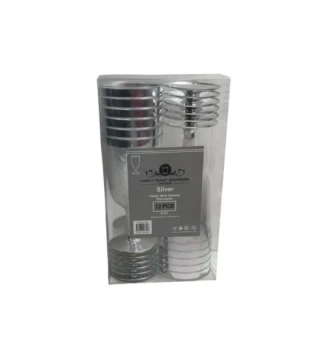 SILVER PLASTIC WINE GLASSES 12 PCS 6 OZ