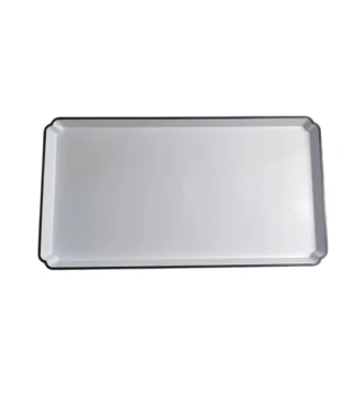 WHITE TRAY BLACK RIM 37 X 20 CM