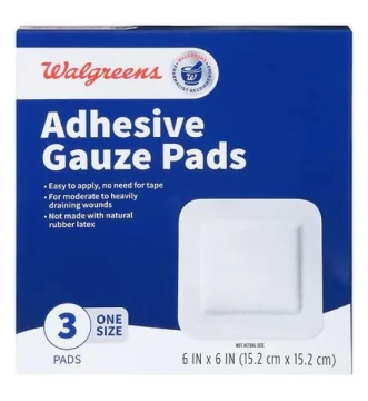 WALGREENS ADHESIVE GAUZE PADS 3 PADS 6 X 6 INCH