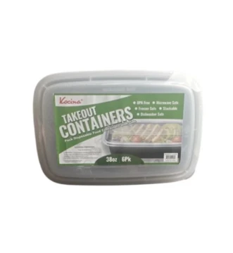 TAKEOUT CONTAINERS 6 PACK 38 OZ