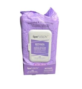 SPAFUSION RETINOL MAKEUP REMOVER WIPES 60 COUNT