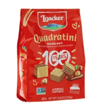 6.49 LOACKER QUADRATINI HAZELNUT 8.82 OZ