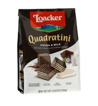 LOACKER QUADRATINI COCOA AND MILK 4.41 OZ