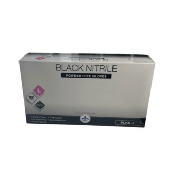 BLACK NITRILE POWDER FREE GLOVES LARGE