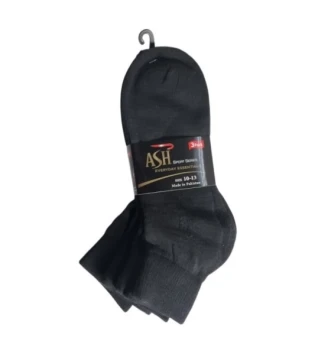 ASH SPORT SERIES EVERYDAY BLACK SOCKS SIZE 10-13 3 PACK