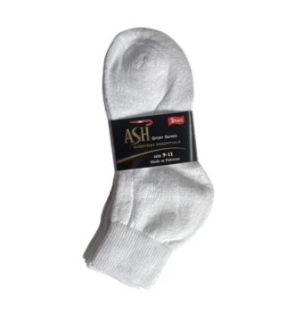 ASH SPORT SERIES EVERYDAY WHITE SOCKS SIZE 9-11 3 PACK
