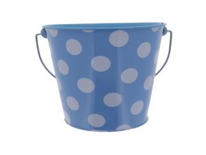METAL PAIL BUCKET BLUE DOTS  XXX