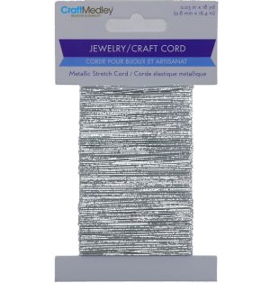 SILVER METALLIC STRETCH CORD 0.8 MM X 18 YARDS  