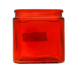 RED CUBED GLASS VASE  