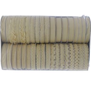IVORY MEDLEY RIBBON ASSORTED STYLES 3 YARDS  