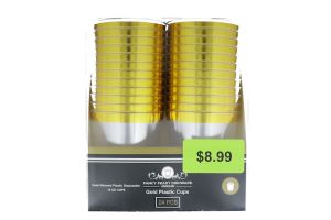 8.99 GOLD TRIM CLEAR CUPS  