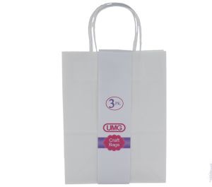 WHITE MEDIUM CRAFT BAG 3 COUNT 19X10X25CM  